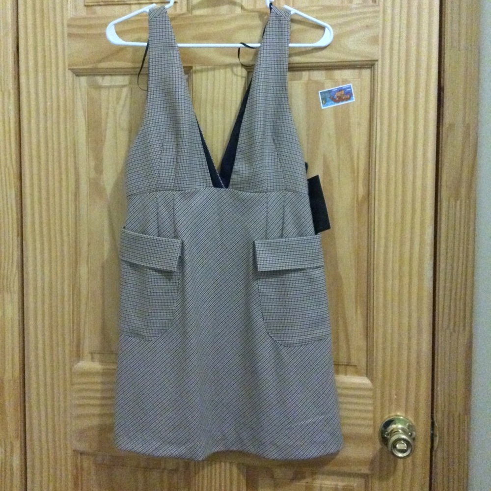Zara check pinafore dress